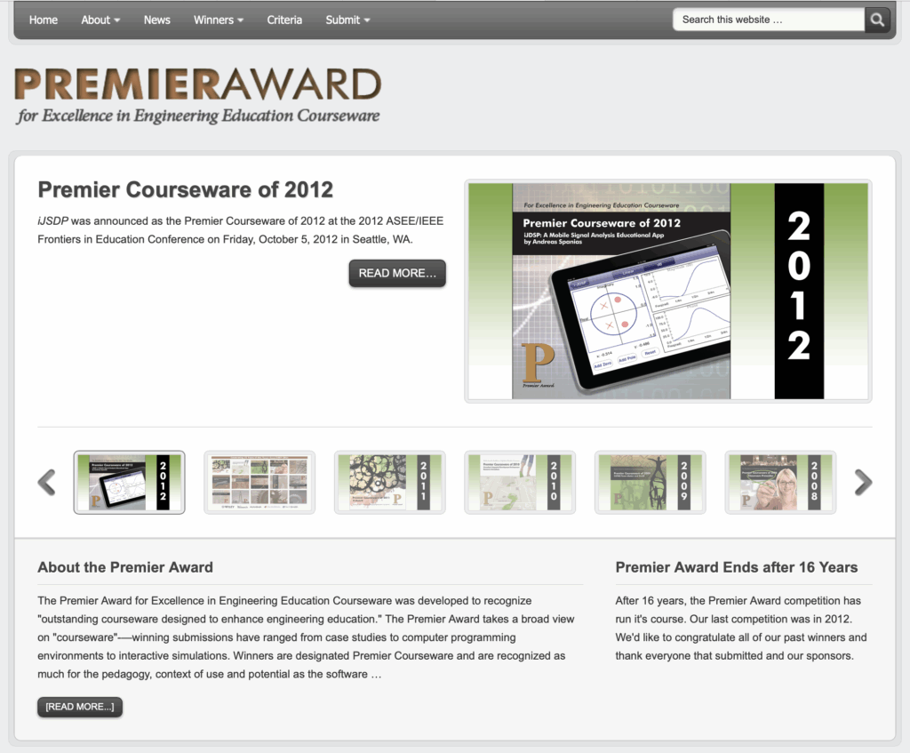 Premier Award for Excellence in Engineering Education Courseware